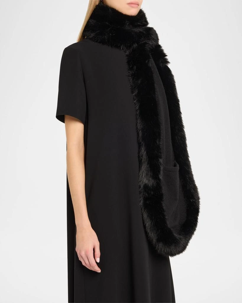 La Fiorentina Cashmere Scarf W/ Faux Fur Trim 3