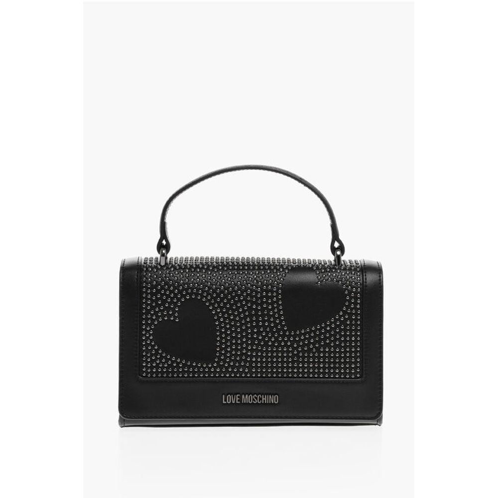 Moschino LOVE Faux Leather Embellished Studs Hand Bag with Women's Chain