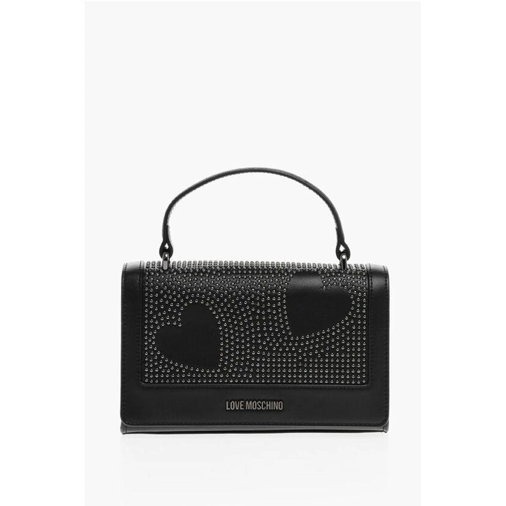 Moschino LOVE Faux Leather Embellished Studs Hand Bag with Women's Chain 1