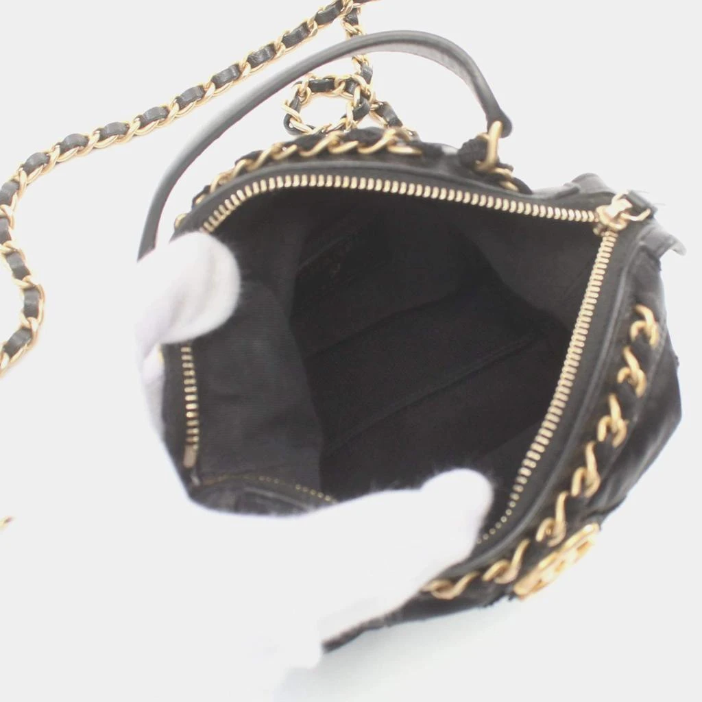 Chanel Chanel Black Nylon with Grosgrain Mini Top Handle Clutch with Chain  3