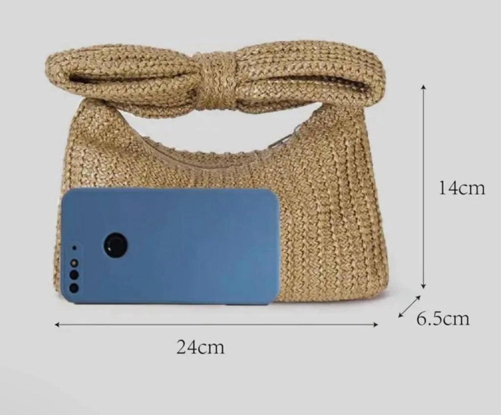 Little Trendy Little Trendy - Women's Bow Straw Handbag 3