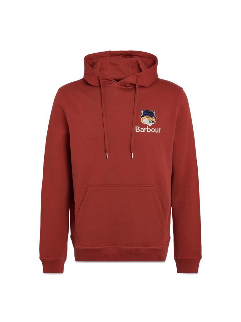 Shop Barbour X Maison Kitsuné Fox Head Embroidered Hoodie on Sale