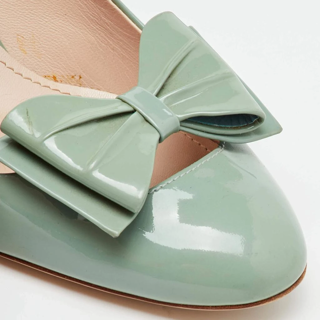 Miu Miu Miu Miu Light Mint Green Patent Leather Bow Block Heel Pumps Size 38 7