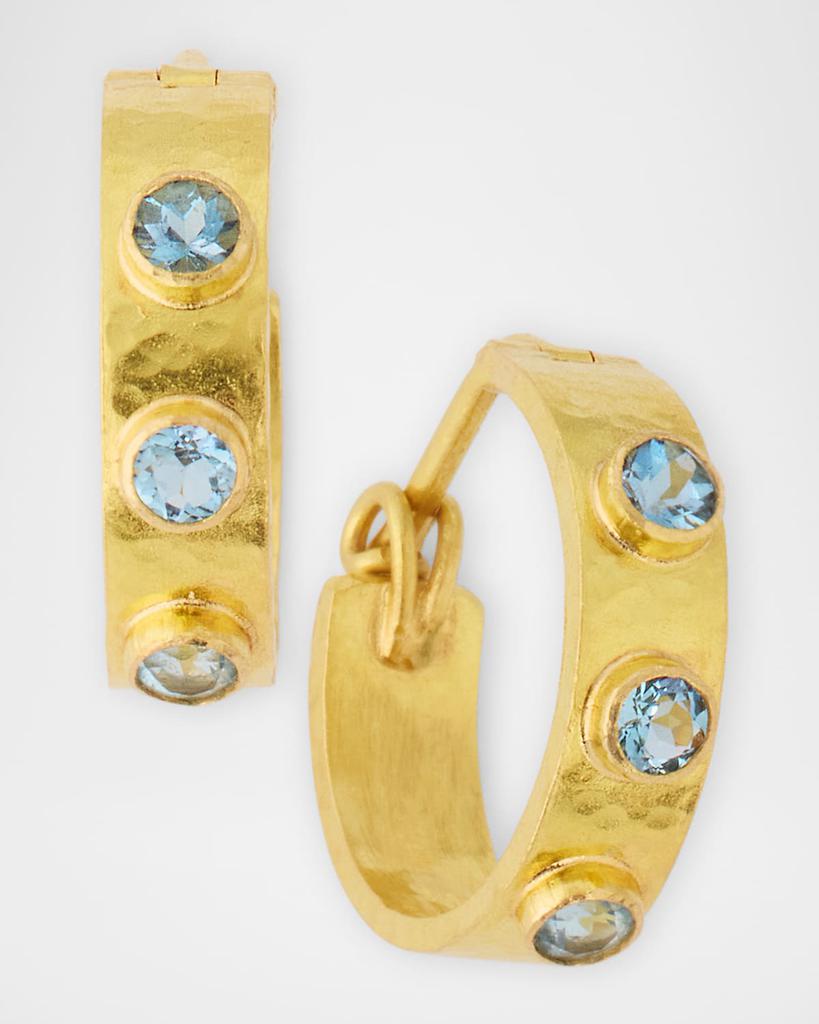 Elizabeth Locke 19K Aquamarine Hoop Earrings