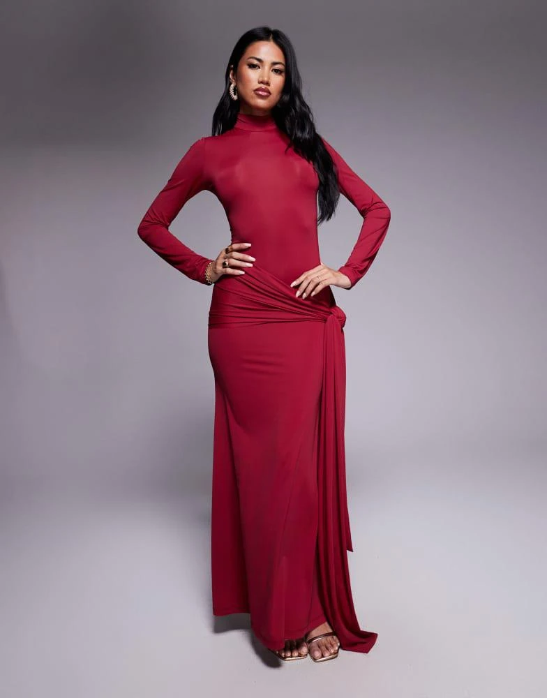 Bardot Alix Maxi Tie Front Dress Burgundy Bardot Alix Maxi Tie Front Dress Burgundy