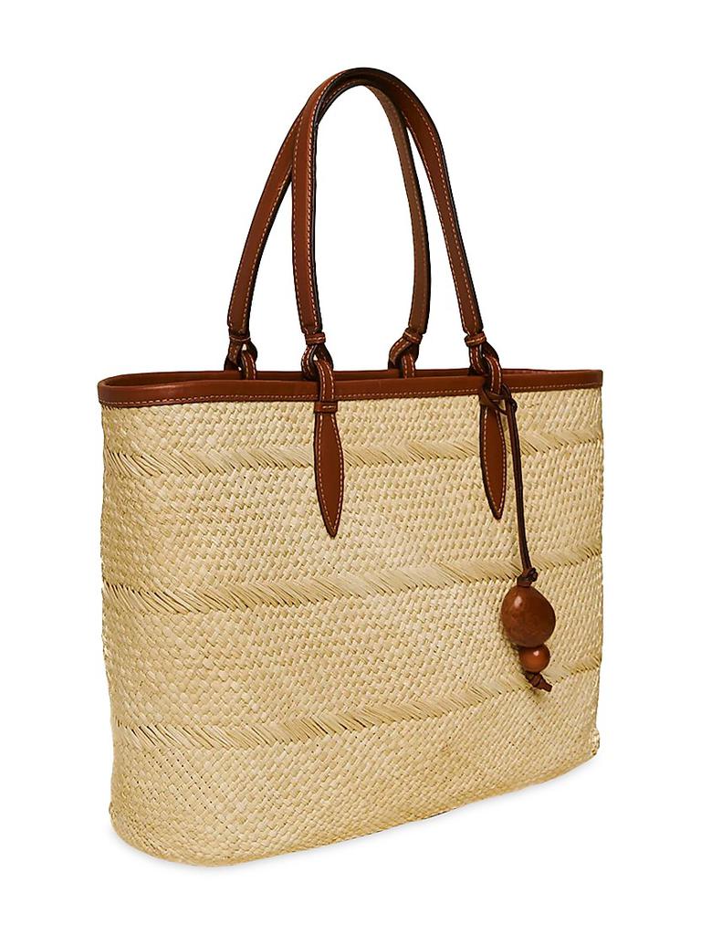 Hunting Season Leather-Trimmed Woven Tote Bag