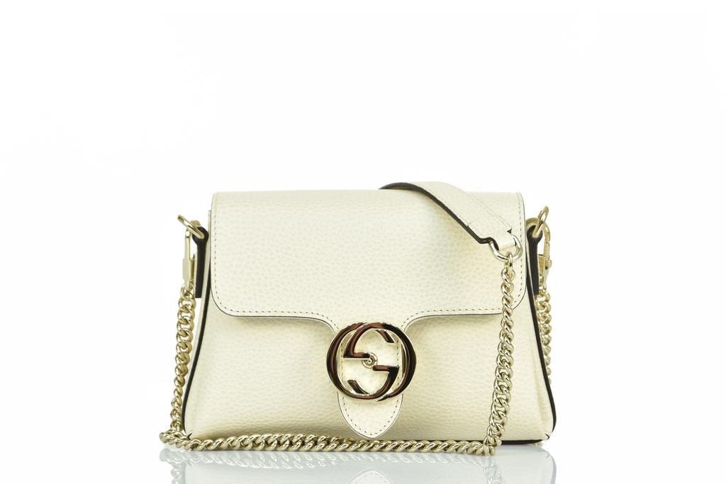 Gucci Gucci Interlocking Handbag White Women Logo Dollar Calf Leather Mod. 607720 CAO0G 9522