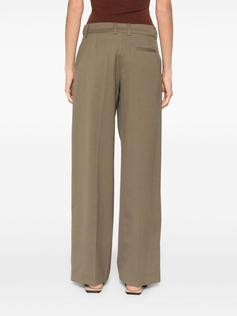 The Frankie Shop High-Waisted Khaki Trousers With Pleated Front Detail
