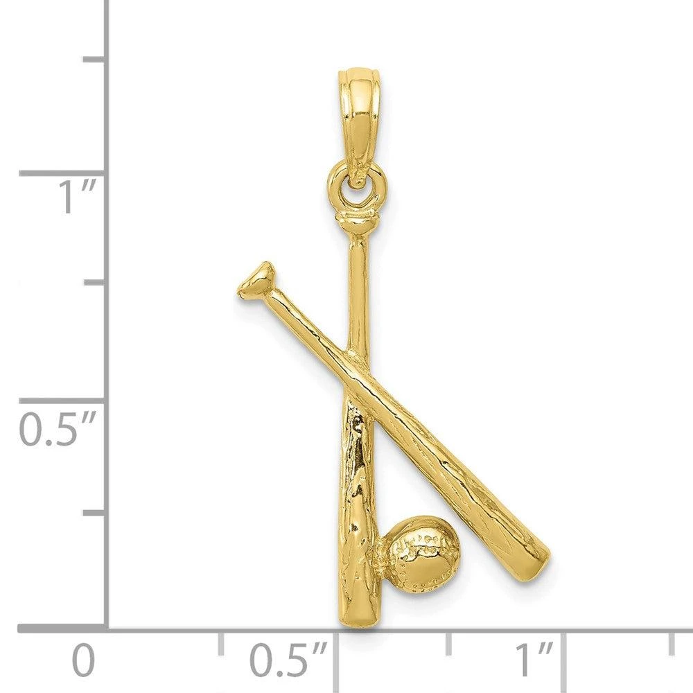 Diamond2Deal 10k Yellow Gold Polished Open-Backed Bats Baseball Pendant 3