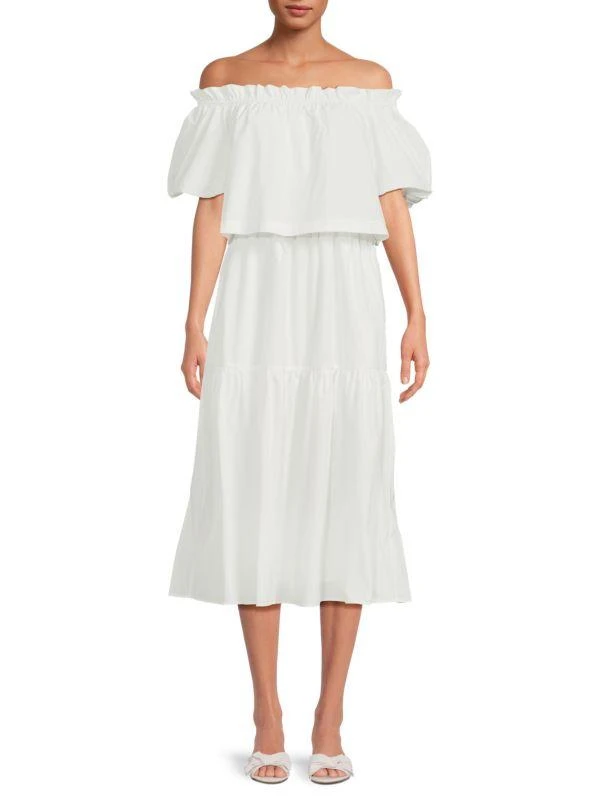 Amanda Uprichard Mirella Off Shoulder Midi Dress 1