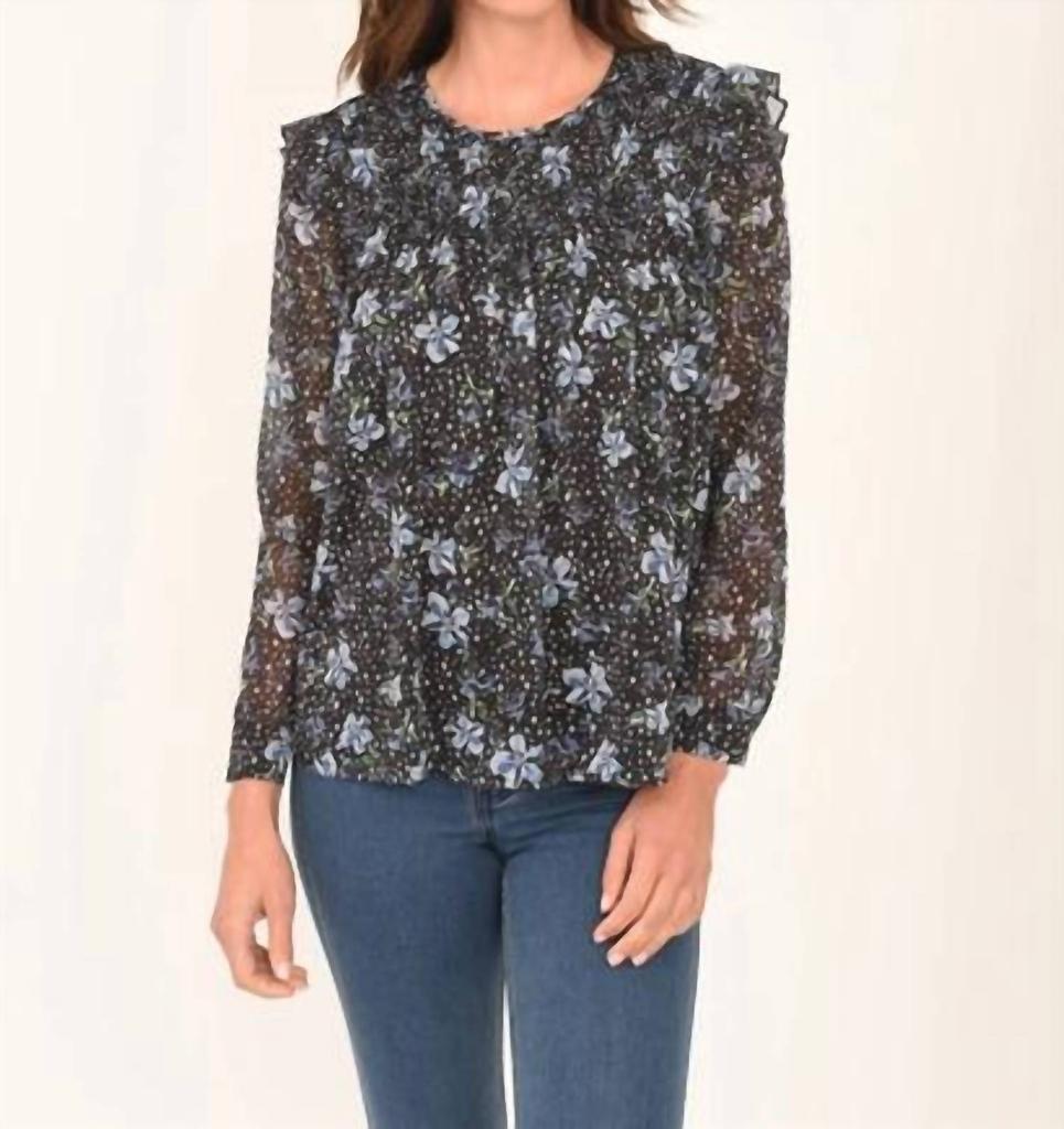 Daniel Rainn Londyn Boho Smocked Long Sleeve Top In Multi