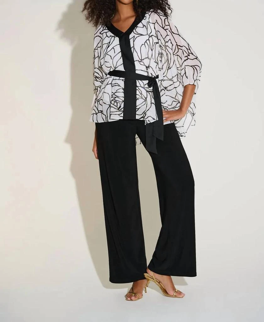 JOSEPH RIBKOFF Joseph Ribkoff - Floral Print V-neck 3/4 Sleeves Poncho Top 4