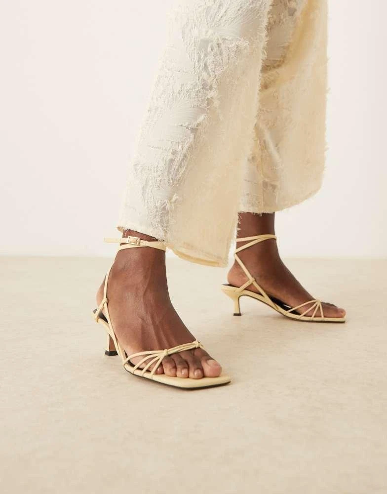 ASOS ASOS DESIGN Hammock strappy kitten heel sandals in buttermilk 2