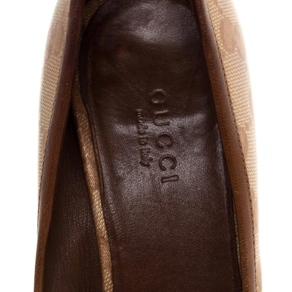 Gucci Gucci Beige GG Canvas Bamboo Bow Peep Toe Pumps Size 37.5 7