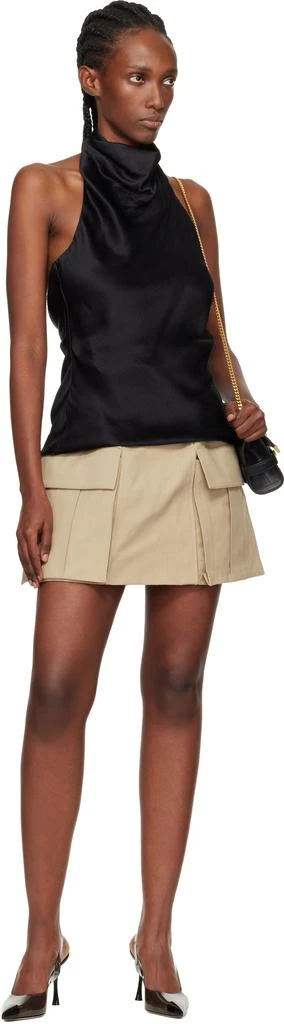 Balmain Beige High-Waisted Gabardine Miniskirt 4