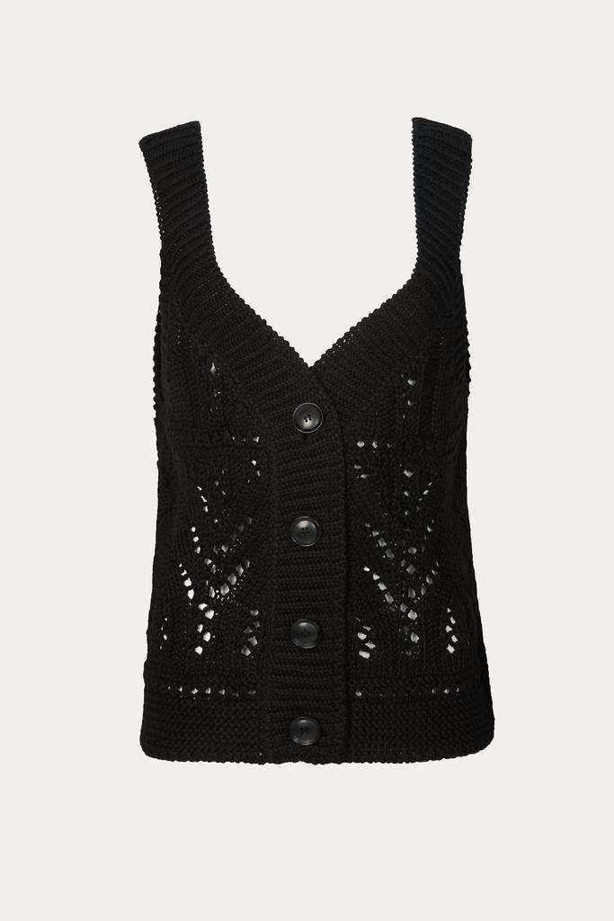GOEN.J BUTTONED CROCHET KNIT VEST