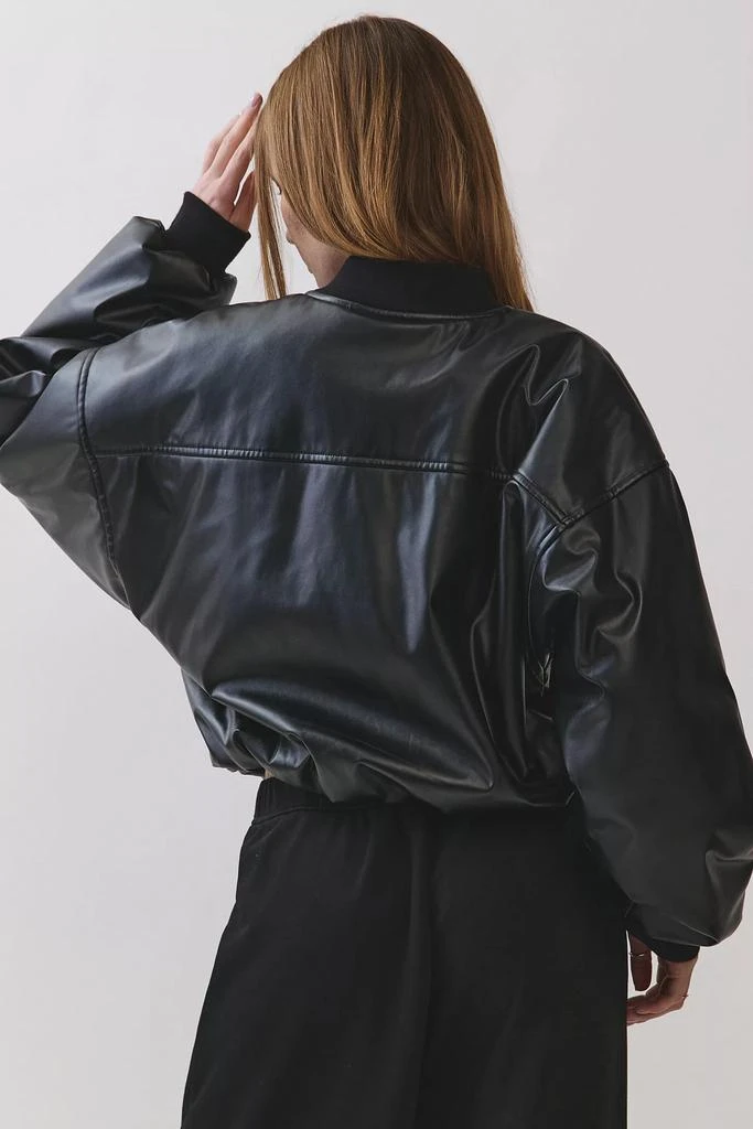 Personal Code Personal Code Noir Crop Leather Bomber Jacket 4