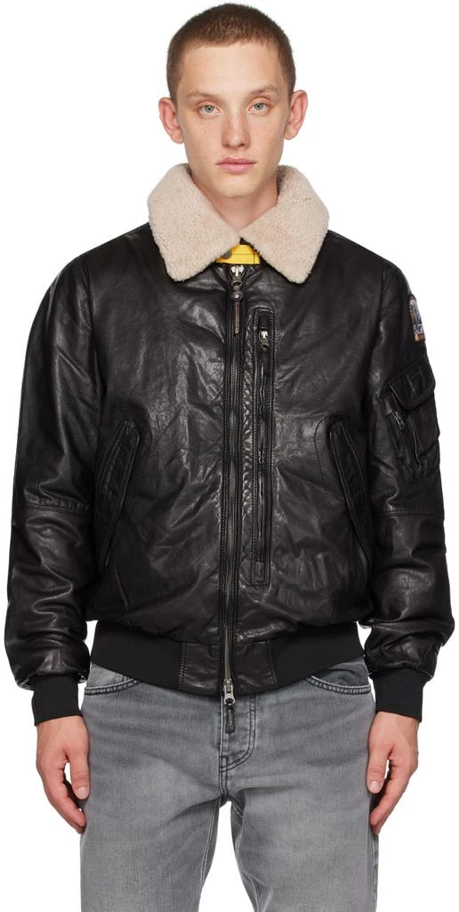 Parajumpers Black Josh Leather Jacket 1