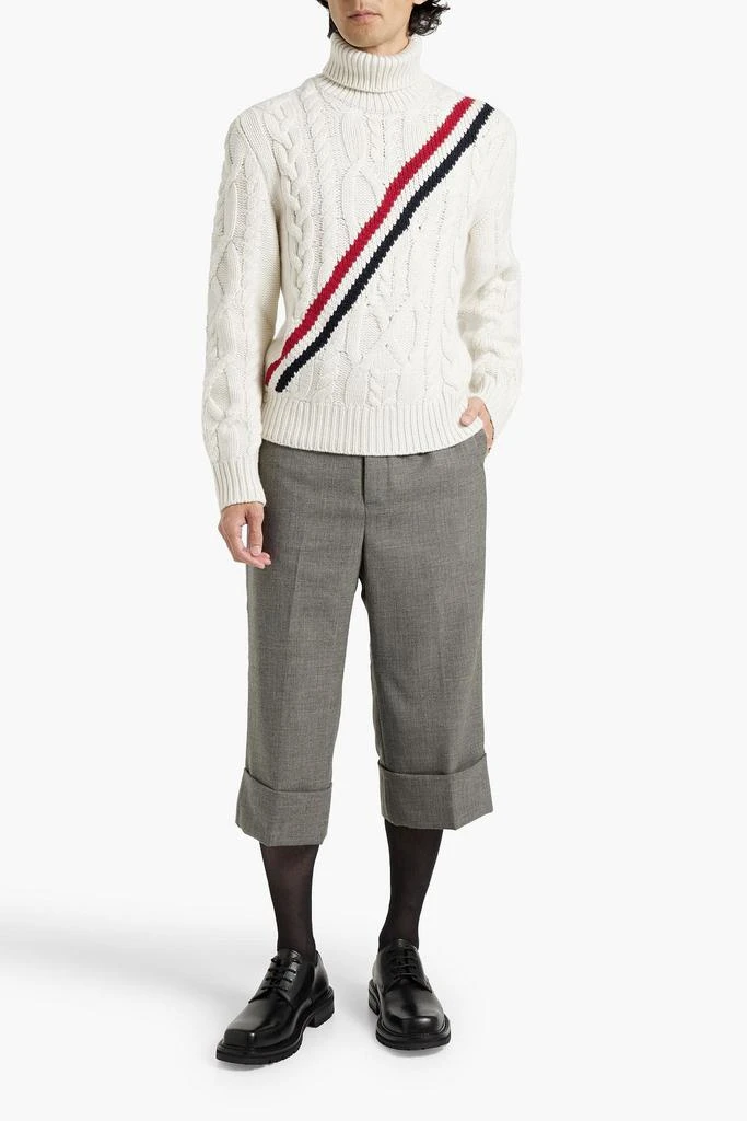 Thom Browne Striped cable-knit cashmere turtleneck sweater 2