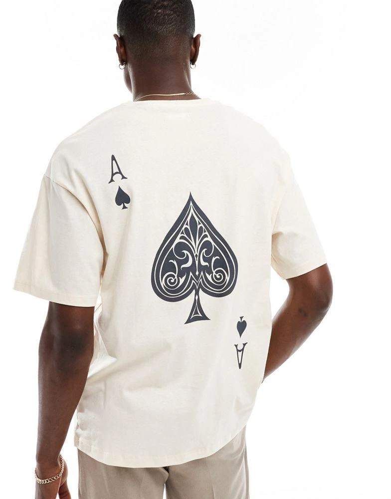ADPT ADPT oversized t-shirt with ace of spades back print in cream 1