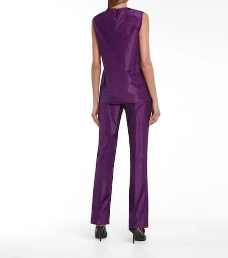 Prada High-rise straight silk taffeta pants 3