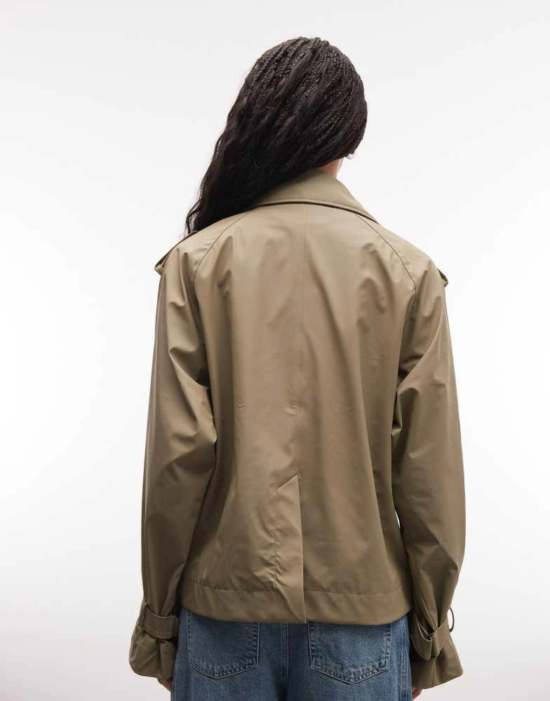 RAINS Rains 12610 waterproof double breasted short trench coat in dark beige 3