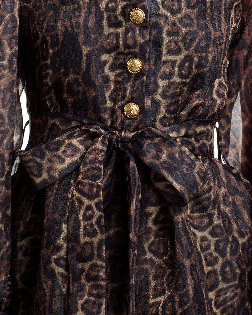 Nancy Yang Organza Leopard V Neck Tiered Dress 2