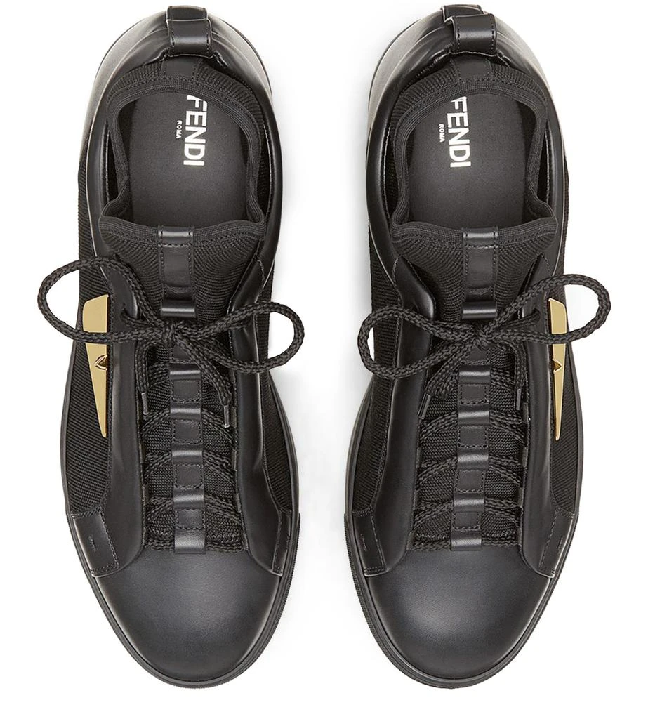 FENDI Black leather and tech fabric high-tops 4