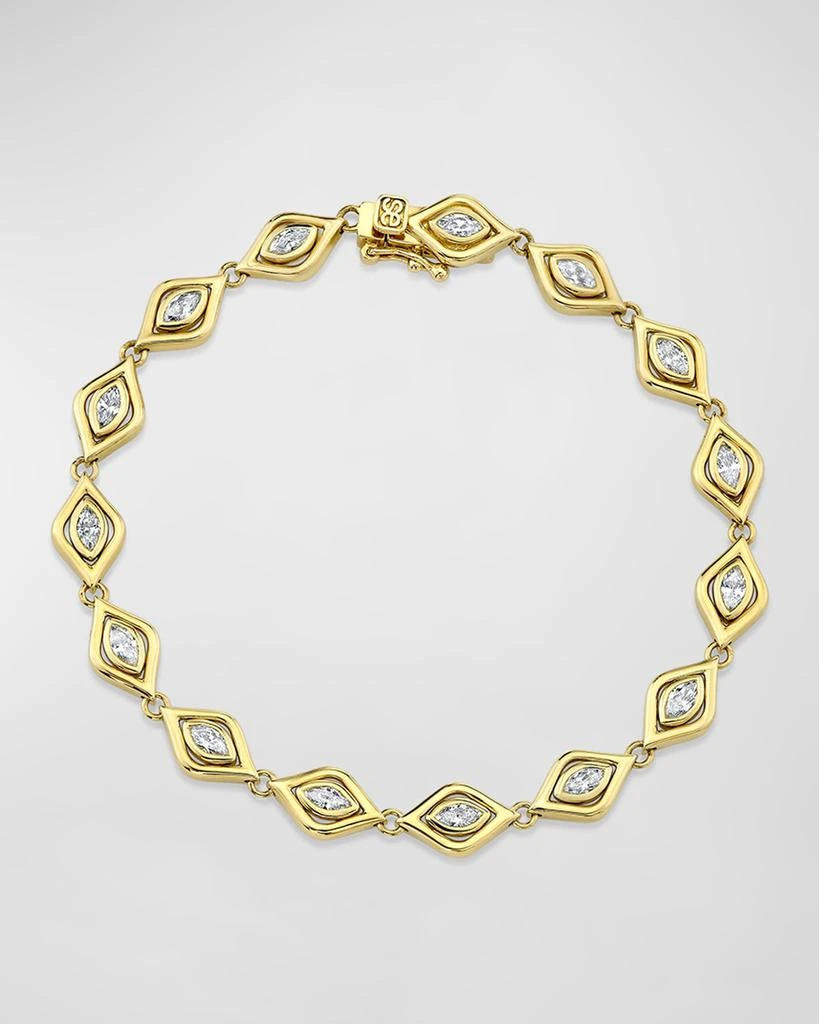Sydney Evan 14K Yellow Gold Marquis Diamond Evil Eye Eternity Bracelet