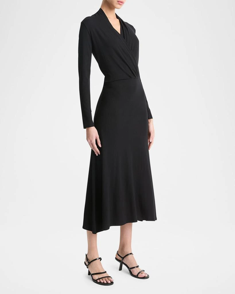 Vince Long-Sleeve Crossover Midi Dress 2