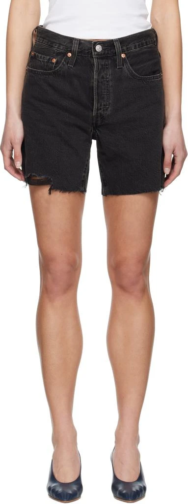 Levi's Black 501 Mid Thigh Denim Shorts 1