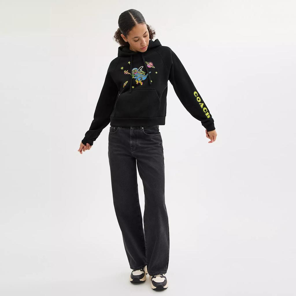 Coach Cosmic Coach Rexy Print Raglan Hoodie - Hoodies - Free