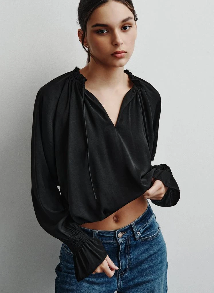 DKNY SMOCKED CUFF RAGLAN SLEEVE BLOUSE 1
