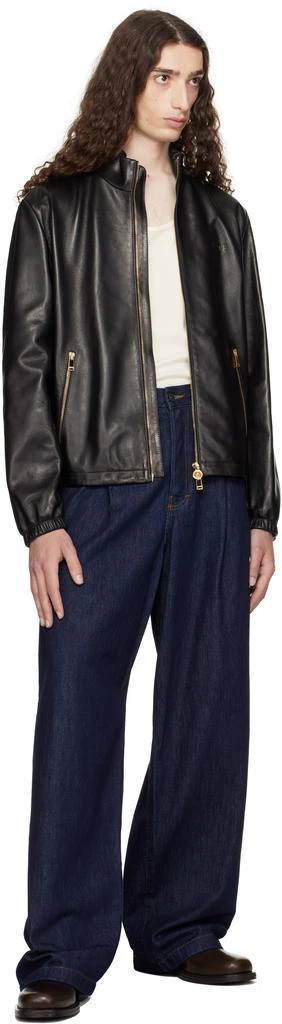 Versace Black Plongé Leather Jacket 4