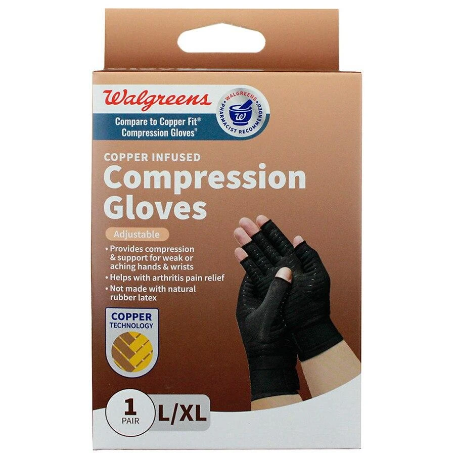 Walgreens Copper Infused Compression Gloves L/XL 1