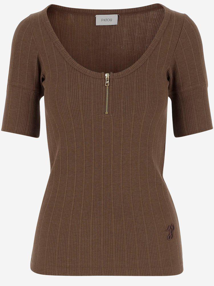 PATOU Patou Ribbed Zip-Front Top