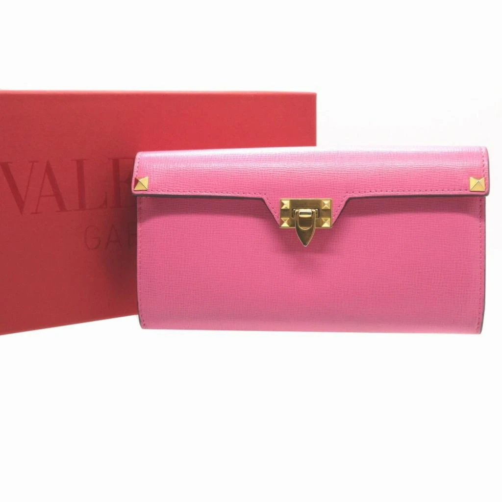 Valentino pink Color Leather Long Wallet (Bi-Fold) (Pre-Owned) 2