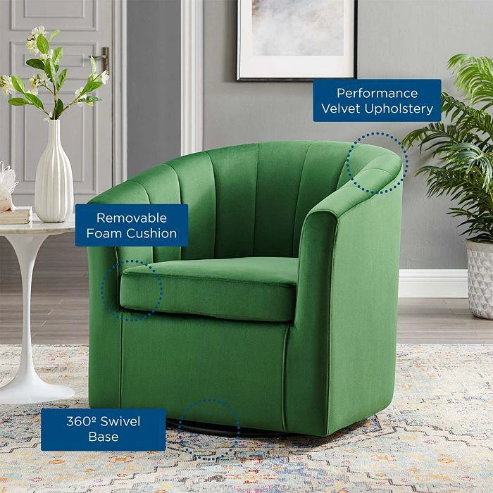 Modway Prospect Performance Velvet Swivel Armchair 3