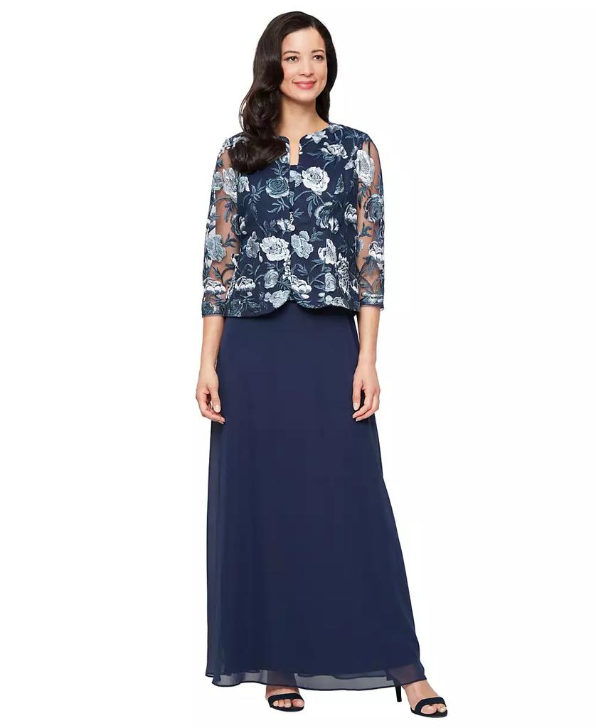 Alex Evenings Women's Stretch Tulle Jacket Dress