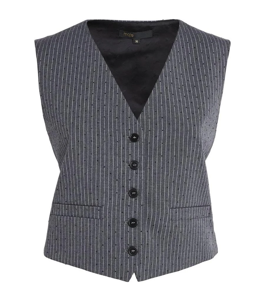 Maje Rhinestone Pinstripe Waistcoat 1