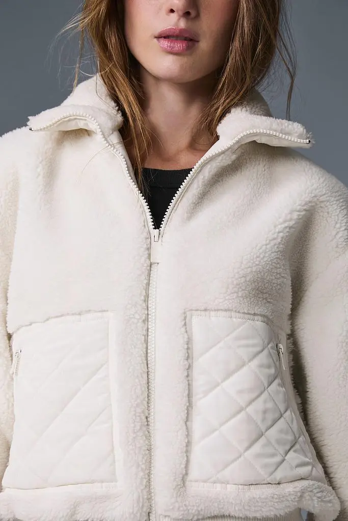 Alo Sherpa Edge Bomber - Ivory - Jackets - Free Shipping - BeyondStyle