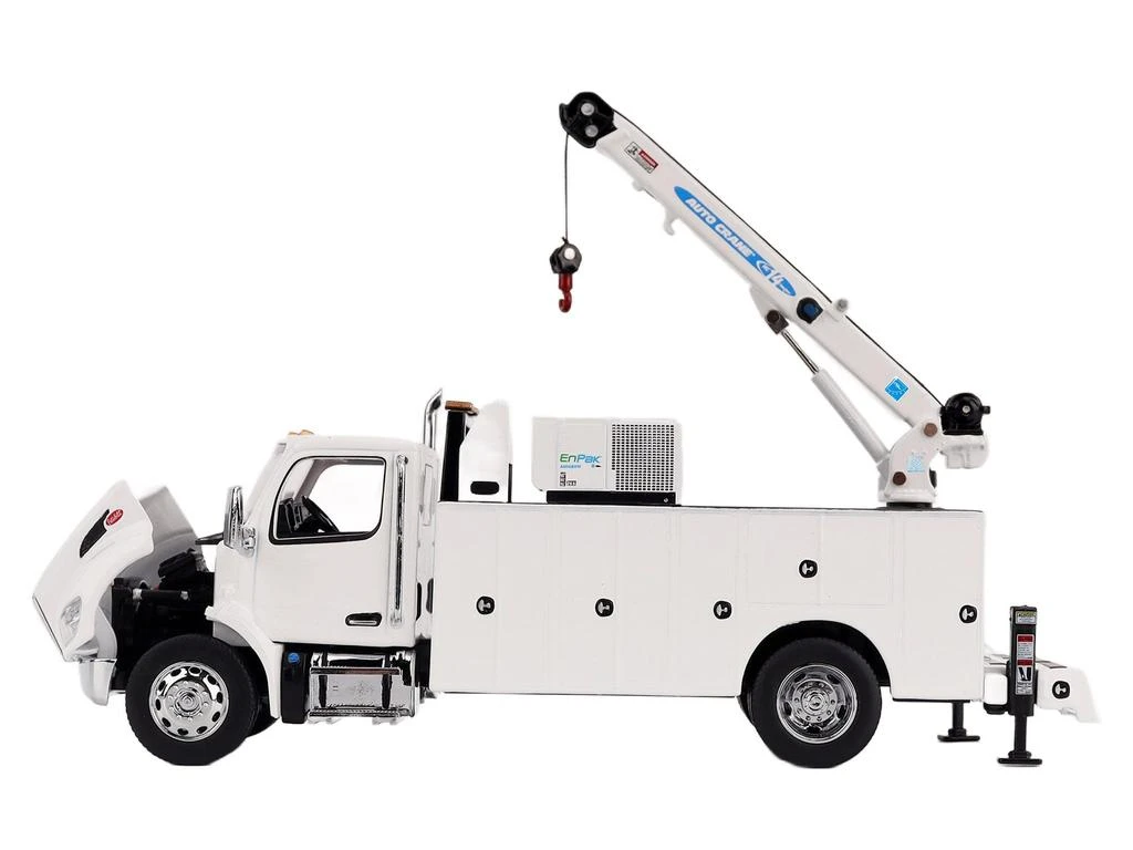 Diecast Masters Peterbilt 536 Auto-Crane Titan85-Body HC14-Crane Work Truck with Miller EnPak White "Transport Series" 1/50 Diecast 2