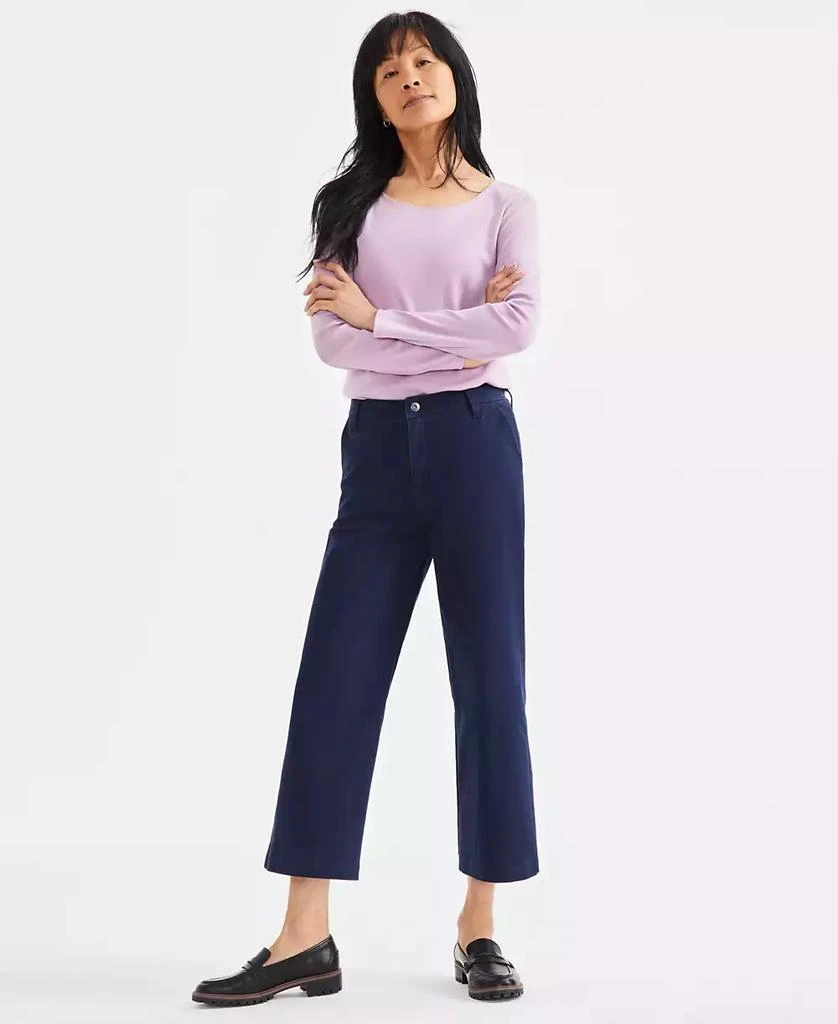 Style & Co Women's Twill Wide-Leg Cropped Pants, Exclusively at Macy's 1