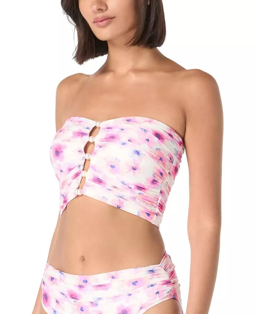 Carmen Marc Valvo Women's Printed Shirred Bandeau Crop Bikini Top 3