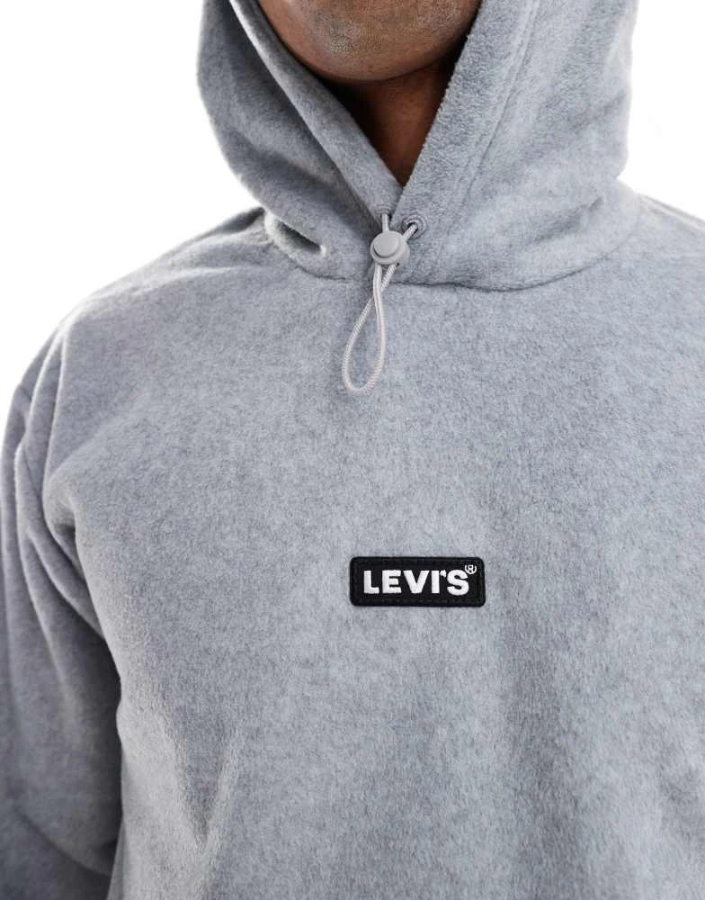 Levi's Levi's baby tab logo polar fleece relaxed fit hoodie in grey marl 3