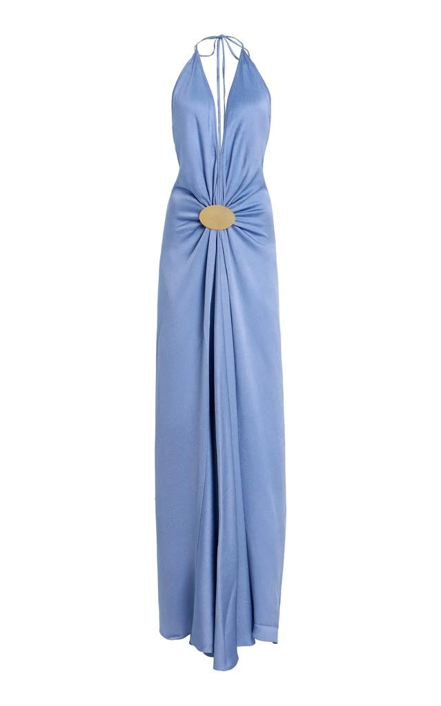 Silvia Tcherassi Silvia Tcherassi - Exclusive Aiko Gathered Satin Maxi Dress  - Light Blue - M - Moda Operandi - Dresses & Skirts - BeyondStyle