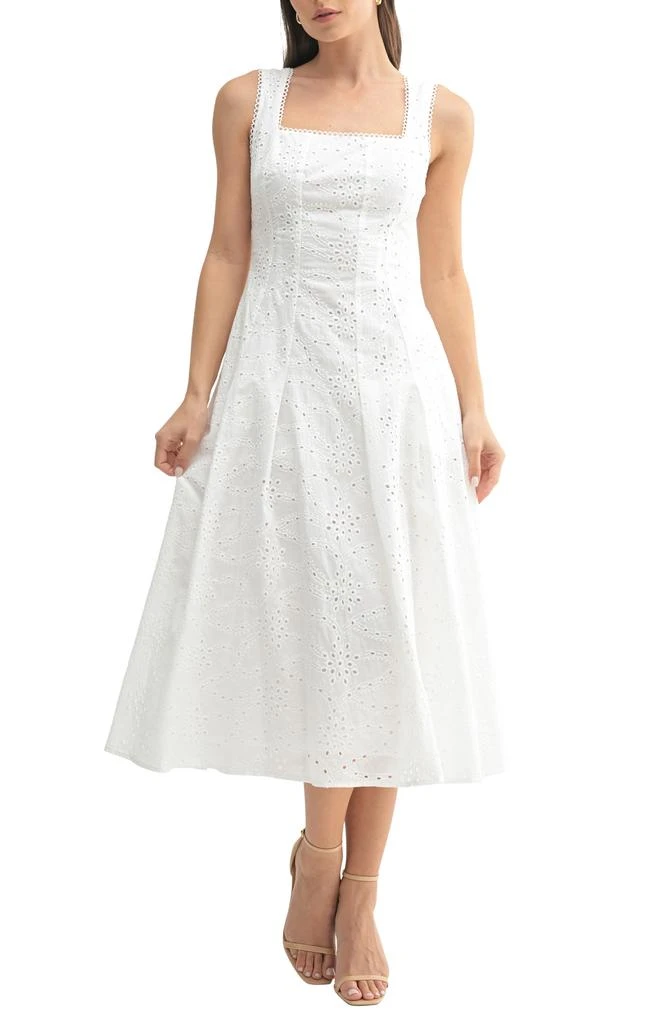 Sleeveless Embroidered Eyelet Midi Dress – On Sale Now with Up to