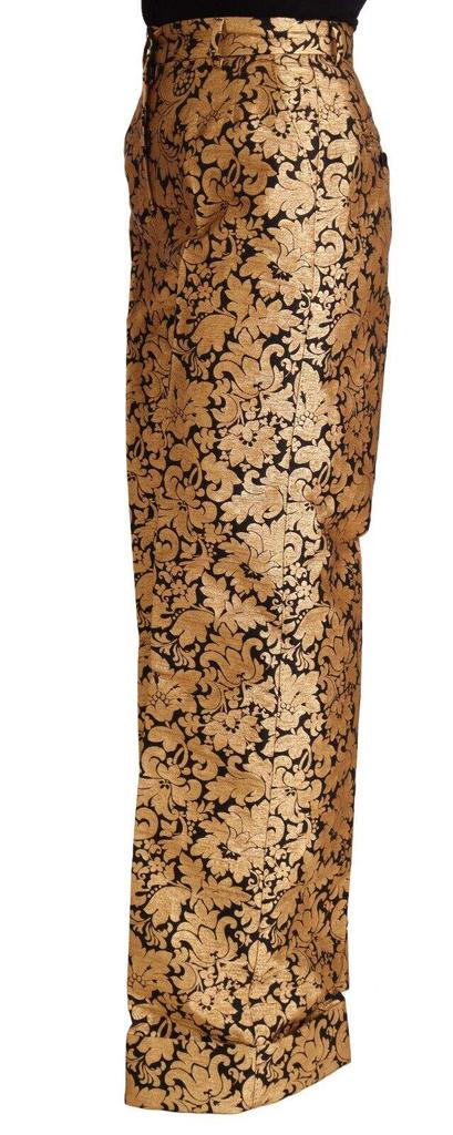 Dolce & Gabbana Dolce & Gabbana Gold Floral Jacquard Straight Polyester Pants