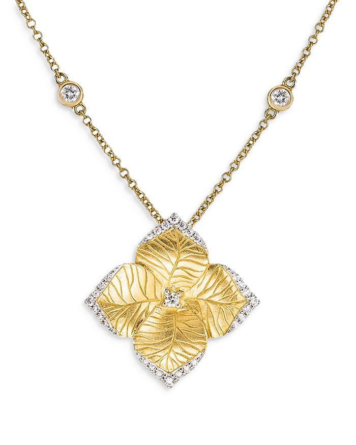 Piranesi 18K Yellow Gold Oro Fiore Diamond Large Flower Pendant Necklace, 16-18"