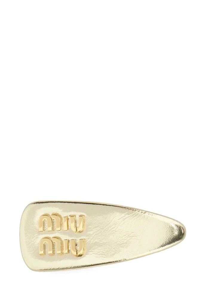 Miu Miu Gold Nappa Leather Hair Clip 1